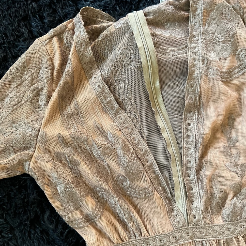 Long semi sheer brown dress with undershorts